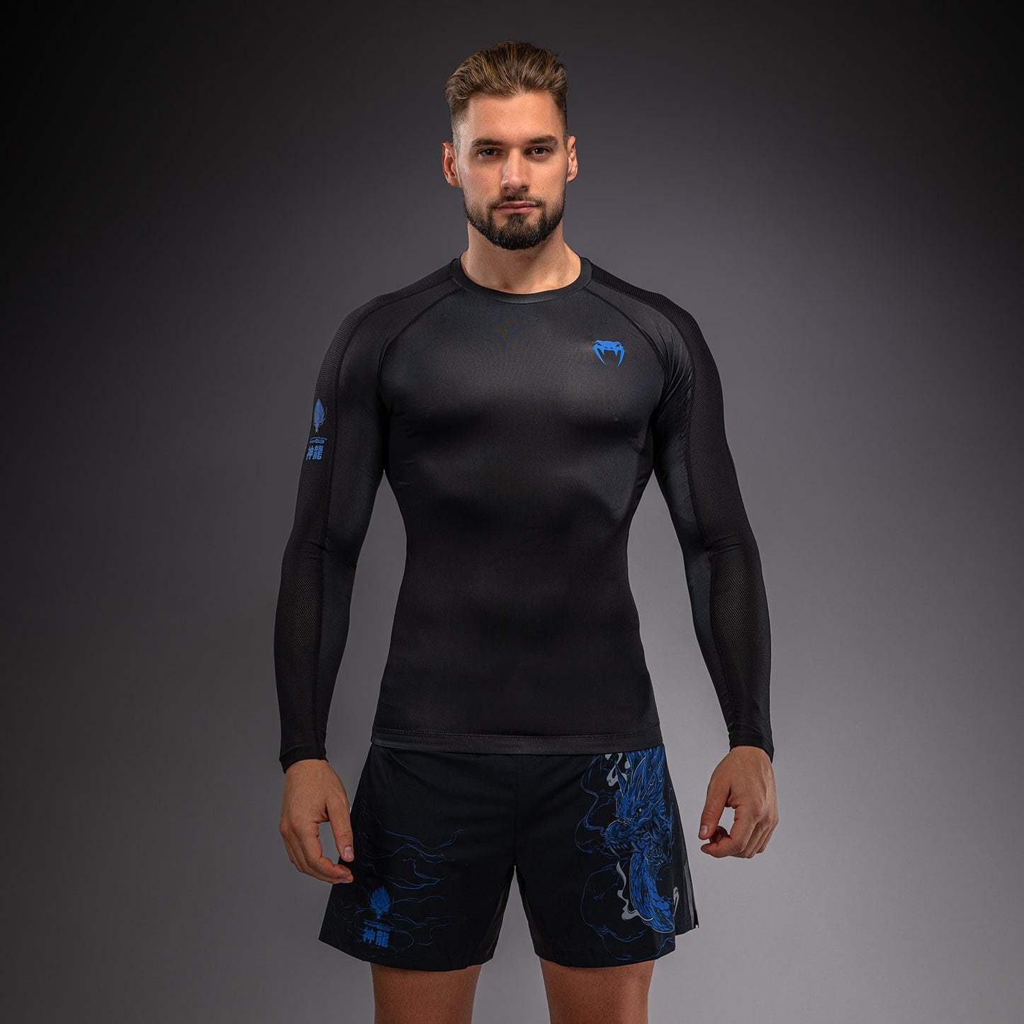 Venum Thunder Dragon Rashguard a Maniche Lunghe – Nero/Blu Reale