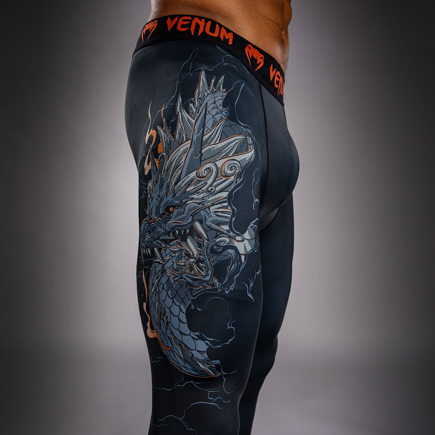 Venum Thunder Dragon Pantaloni a Compressione – Nero/Grigio/Rame
