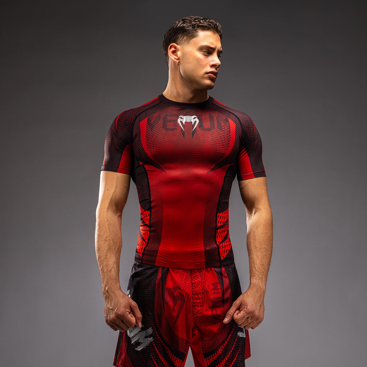 Venum Galactic 3.0 Rashguard a Maniche Corte - Rosso/Argento