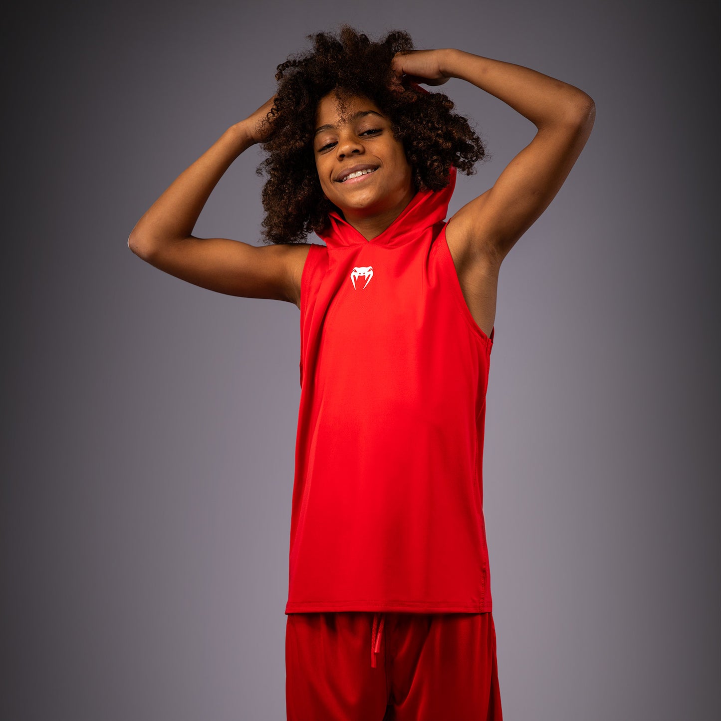 Venum Elite Felpa con Cappuccio Senza Maniche Dry Tech per Bambini - Rosso