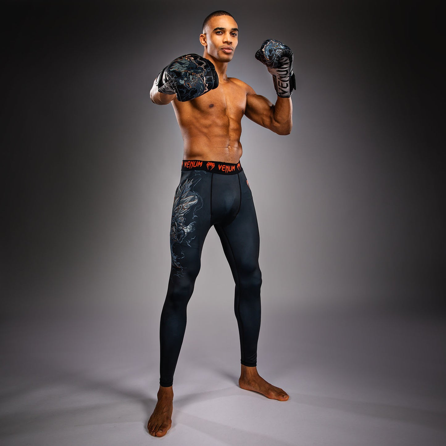 Venum Thunder Dragon Pantaloni a Compressione – Nero/Grigio/Rame