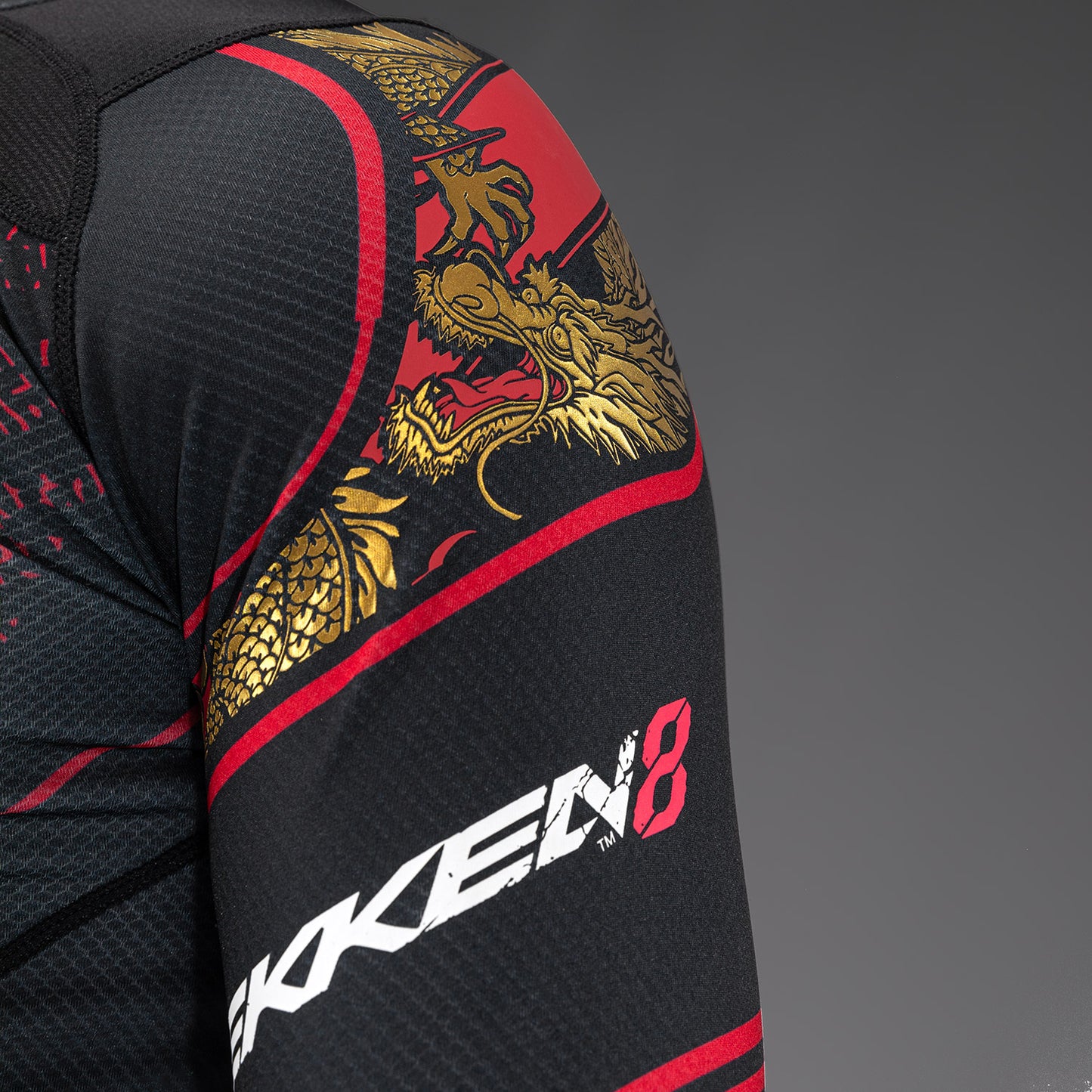 Venum x TEKKEN 8 - Marshall Law Rashguard a maniche Longhe - Nero/Rosso/Oro