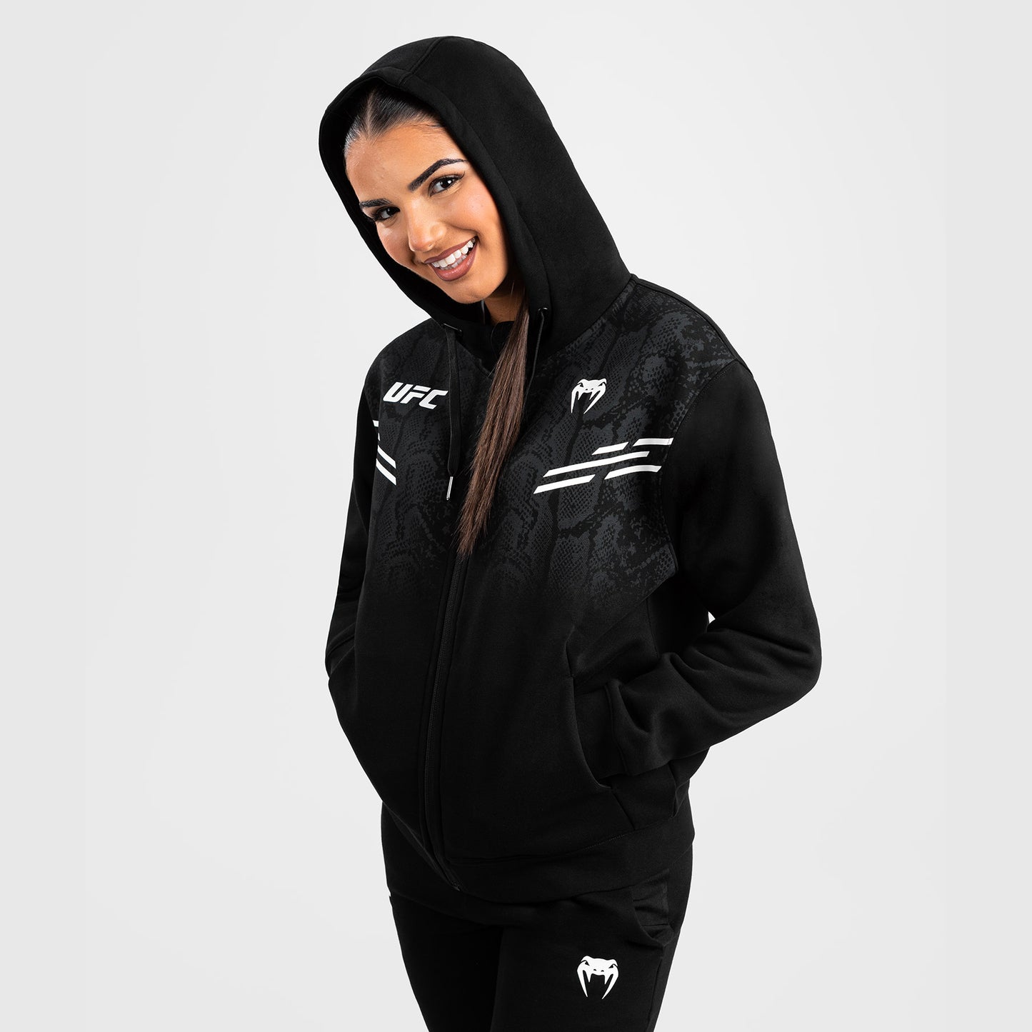 UFC Adrenaline by Venum Replica Felpa con Cappuccio e Zip da Donna - Nero