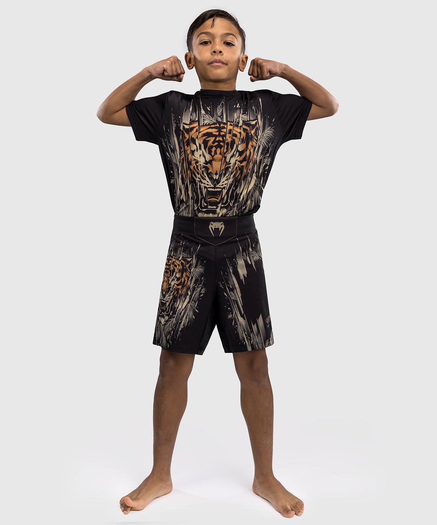 Venum Tiger Pantaloni da Combattimento Bambini - Nero/Arancione Neon