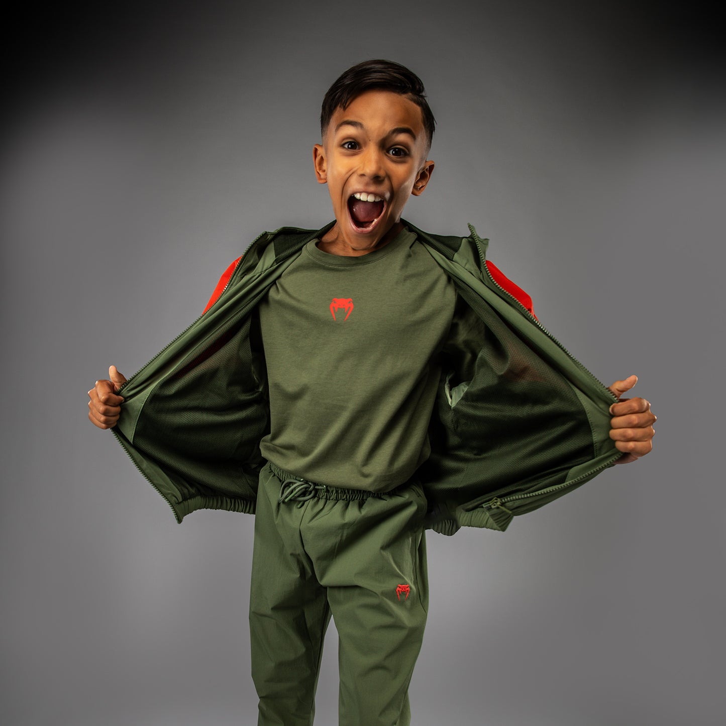 Venum Vectra Giacca da Track per Bambini - Verde Militare/Arancio