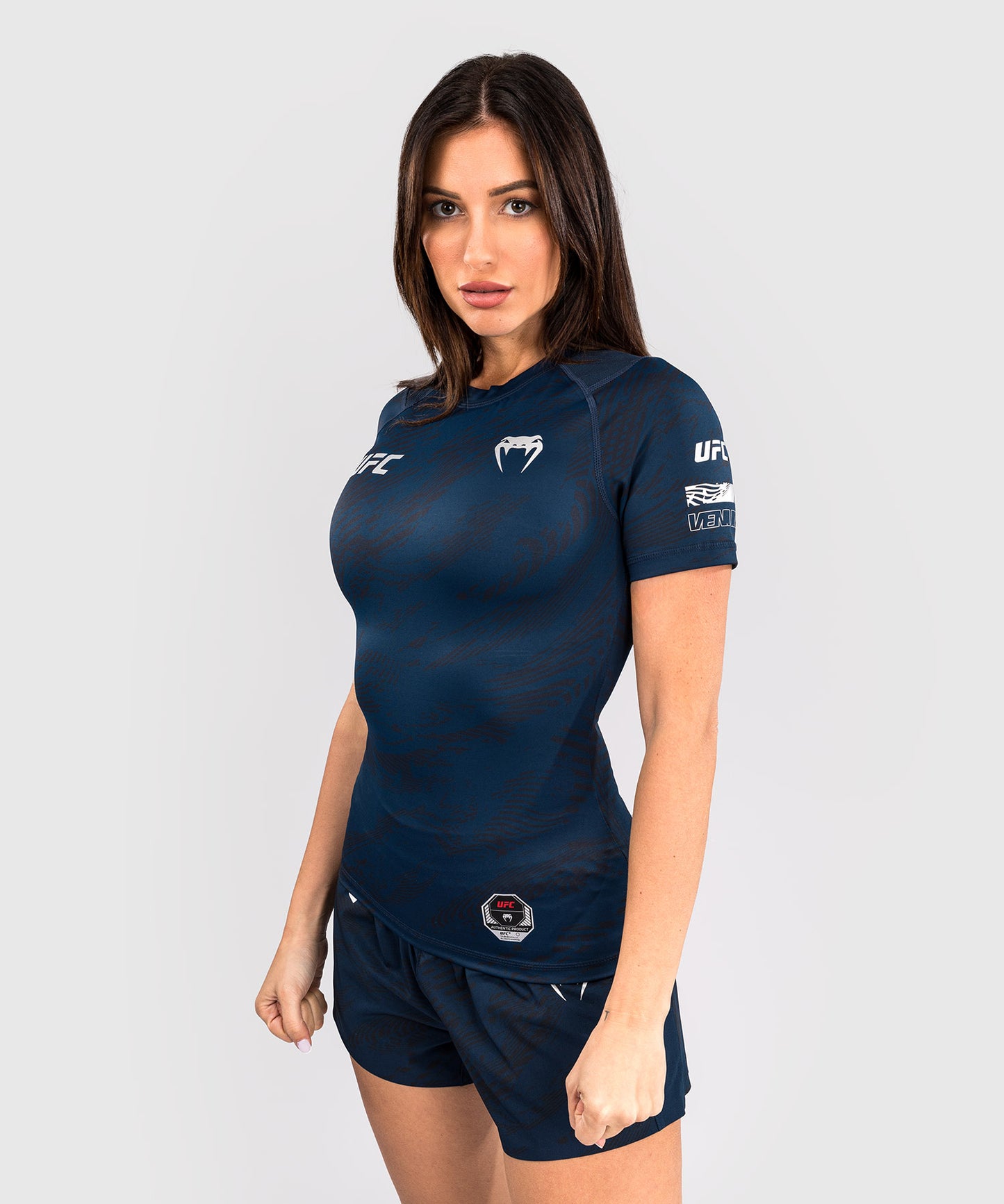 UFC Fusion by Venum Fight Week Rashguard a Manica Corta Performance per Donna - Blu oceanico