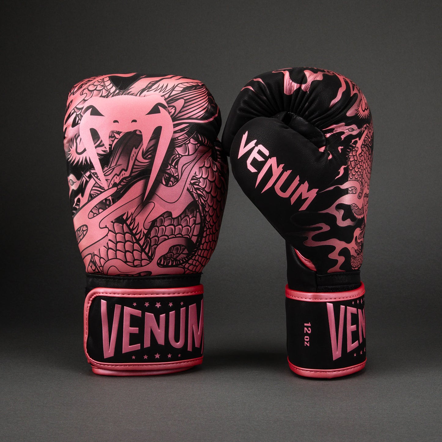 Guanti da boxe Venum Dragon's Flight - Nero / Rosa metallizzato