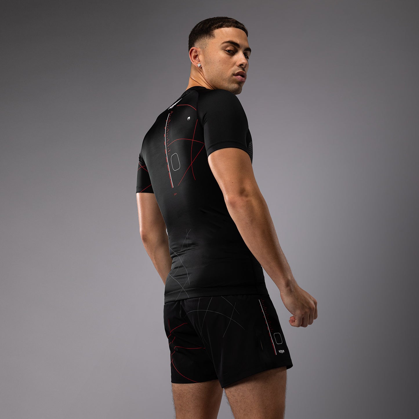 Venum Tactical XT Rashguard a maniche corte - Nero/Rosso fuoco