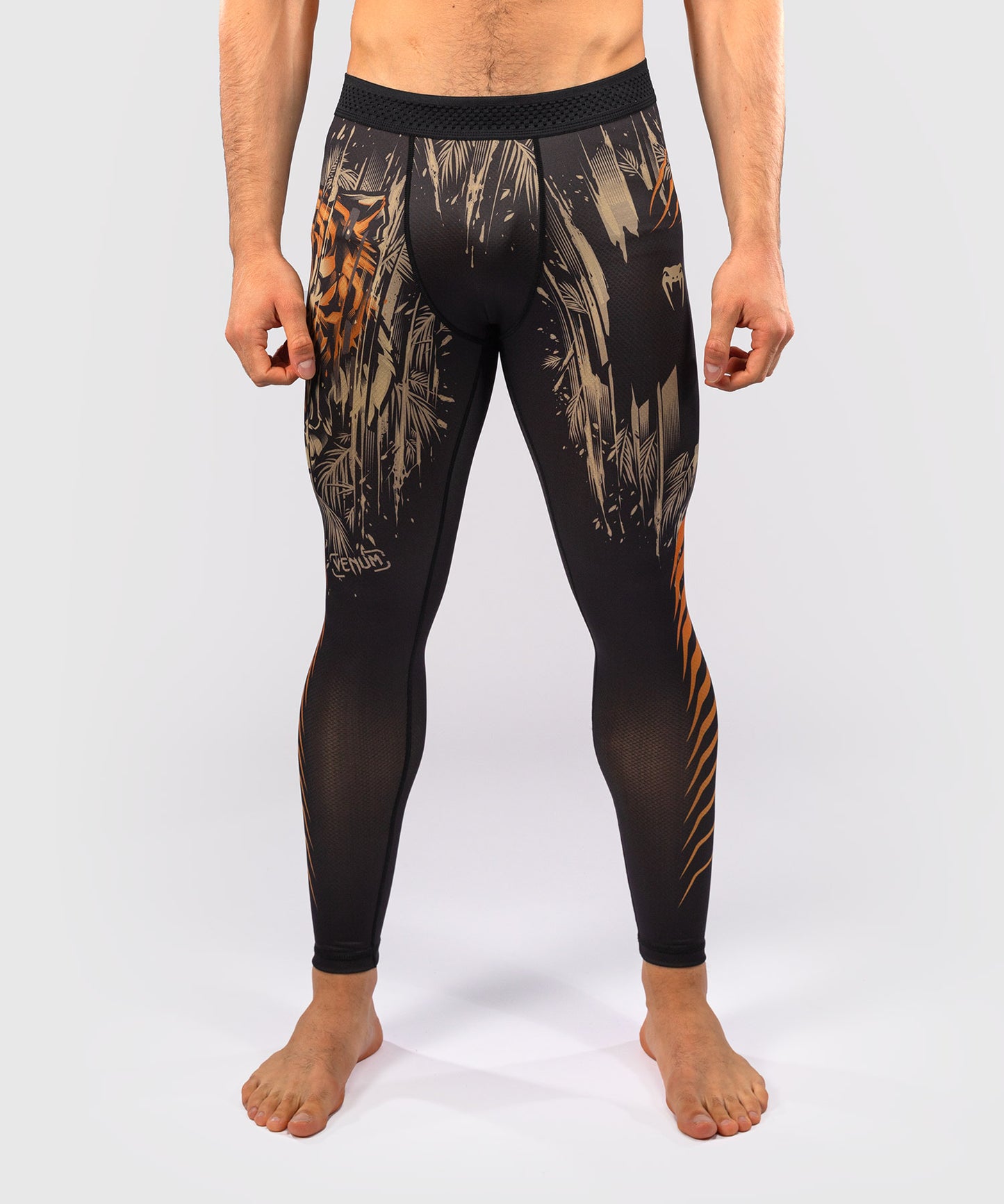 Venum Tiger Pantaloni Compressione Uomo - Nero/Arancione Neon