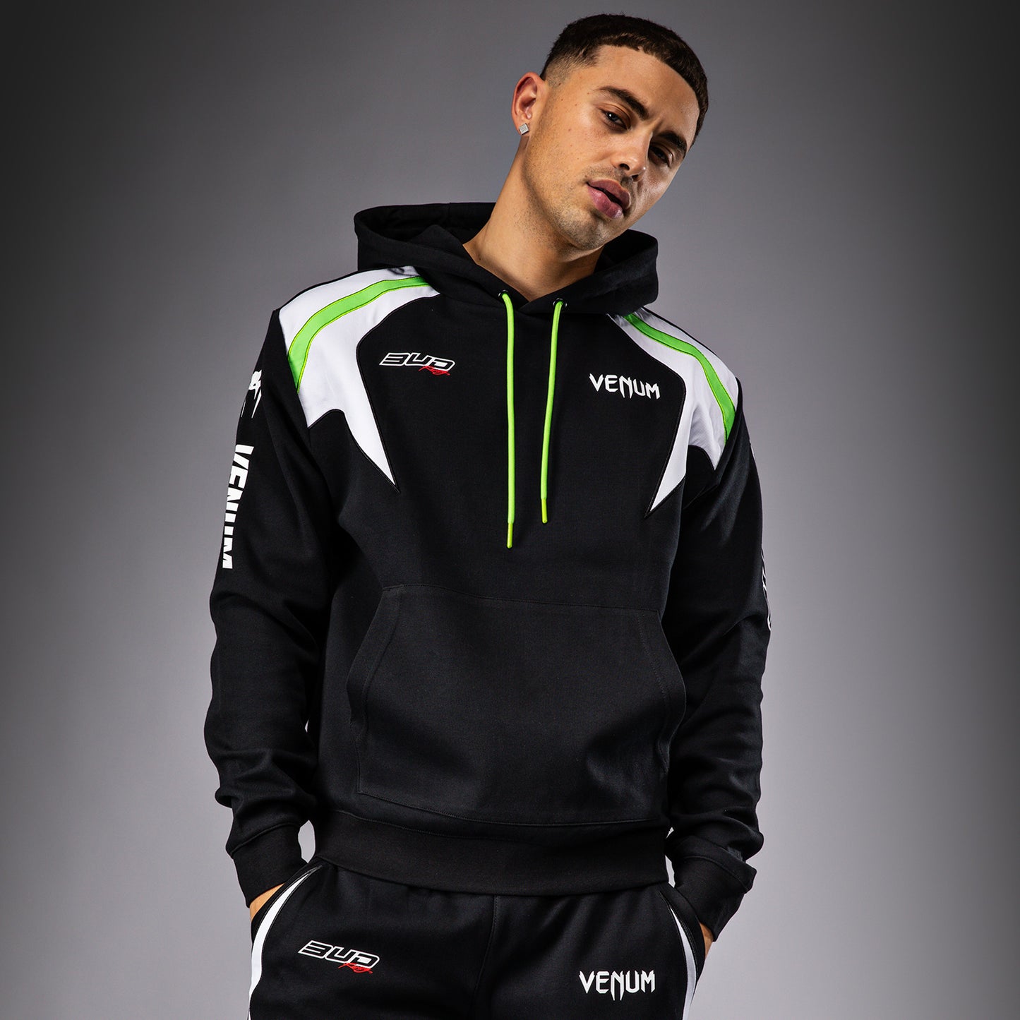 Venum x Bud Racing Felpa con cappuccio Uomo - Nero/Bianco/Verde lime
