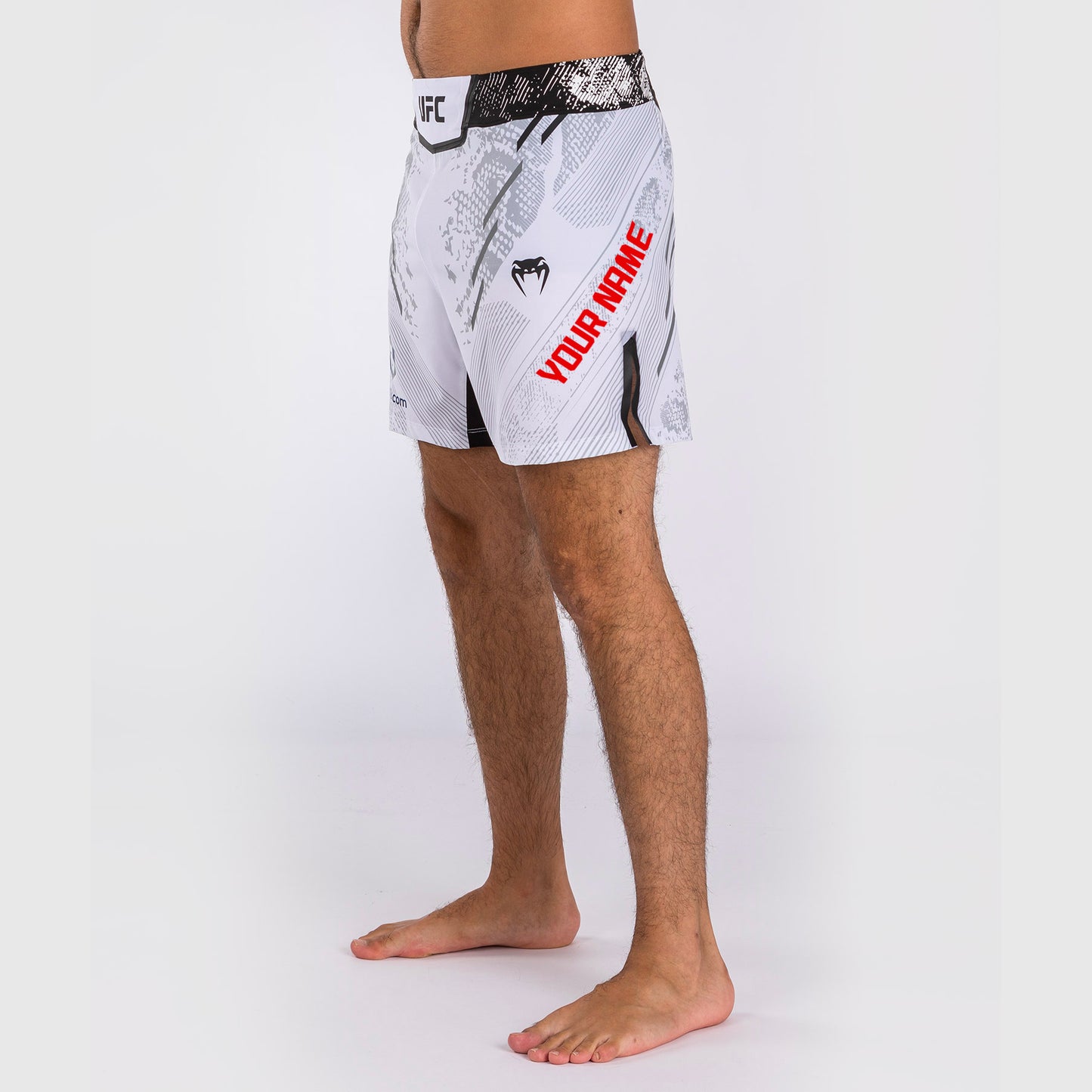 Pantaloncini da combattimento UFC Adrenaline by Venum personalizzati Authentic Fight Night Uomo - Short Fit – Bianco