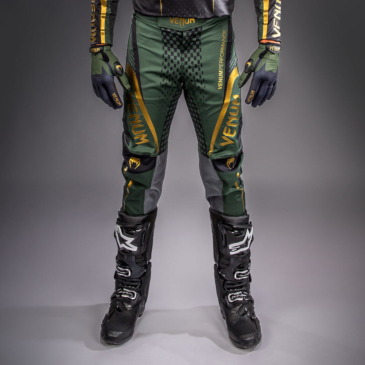 Venum MX Challenger Pantaloni da Motorsports - Nero/Verde/Oro