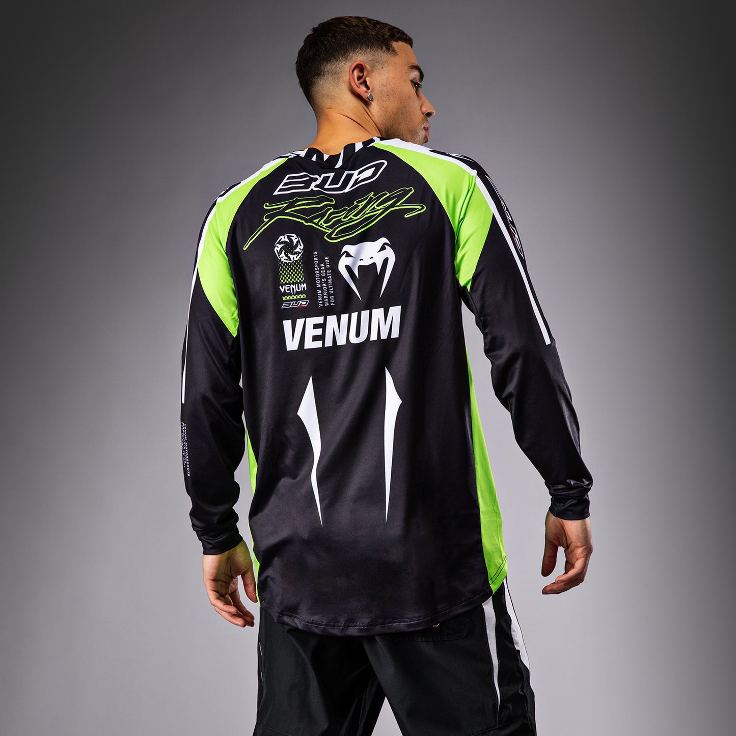 Venum x Bud Racing Maglietta Dry-Tech Uomo - Nero/Bianco/Verde lime
