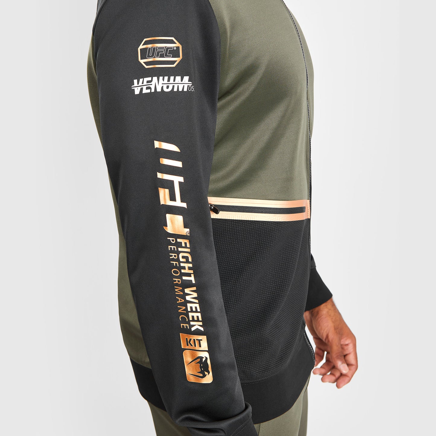 UFC Adrenaline by Venum Fight Week Felpa con cappuccio e zip da Uomo - Khaki/Bronzo