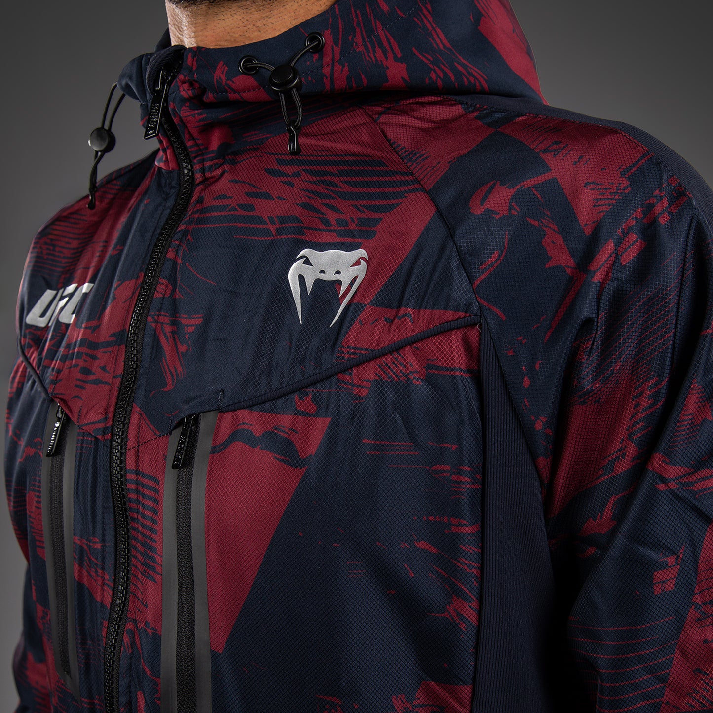 UFC Zenith by Venum Authentic Fight Week Felpa con zip Uomo - Blu navy/Bordeaux/Argento