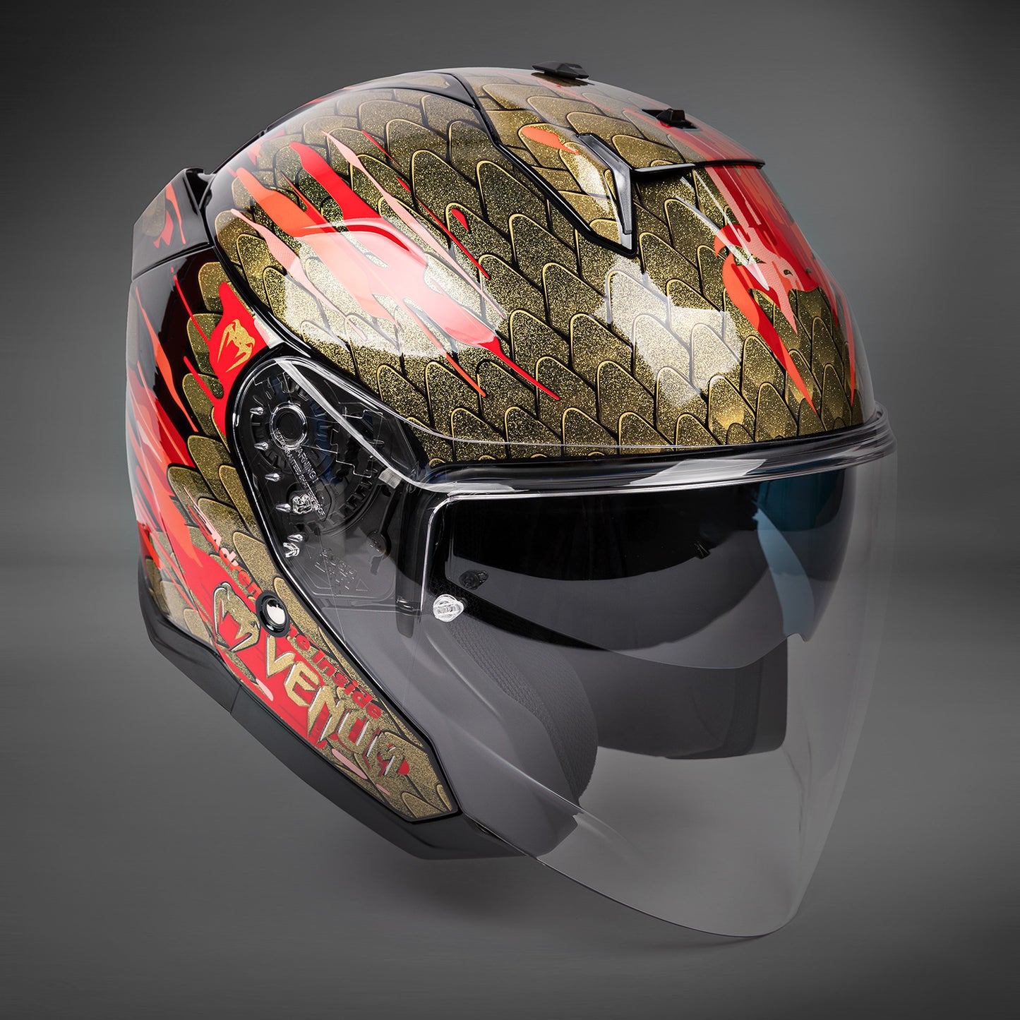 Venum x Shark Casco moto SKWAL i3 JET - Rosso/Oro