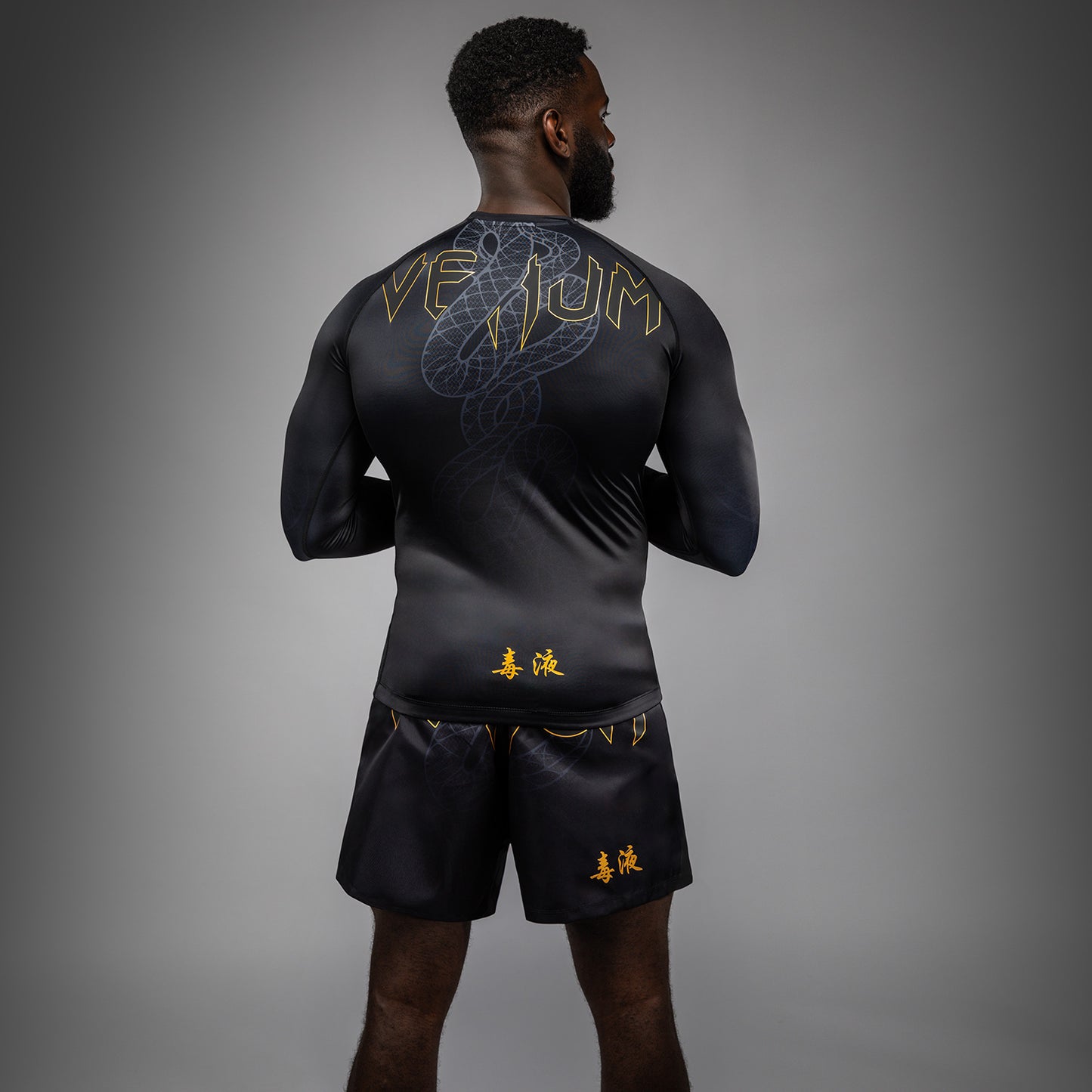 Venum Serpenti Rashguard a manica lunga – Nero/Argento/Oro