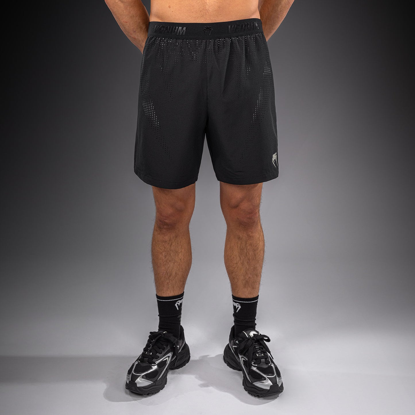 Pantaloncini da allenamento ibridi Venum Lazer - Nero/Grigio