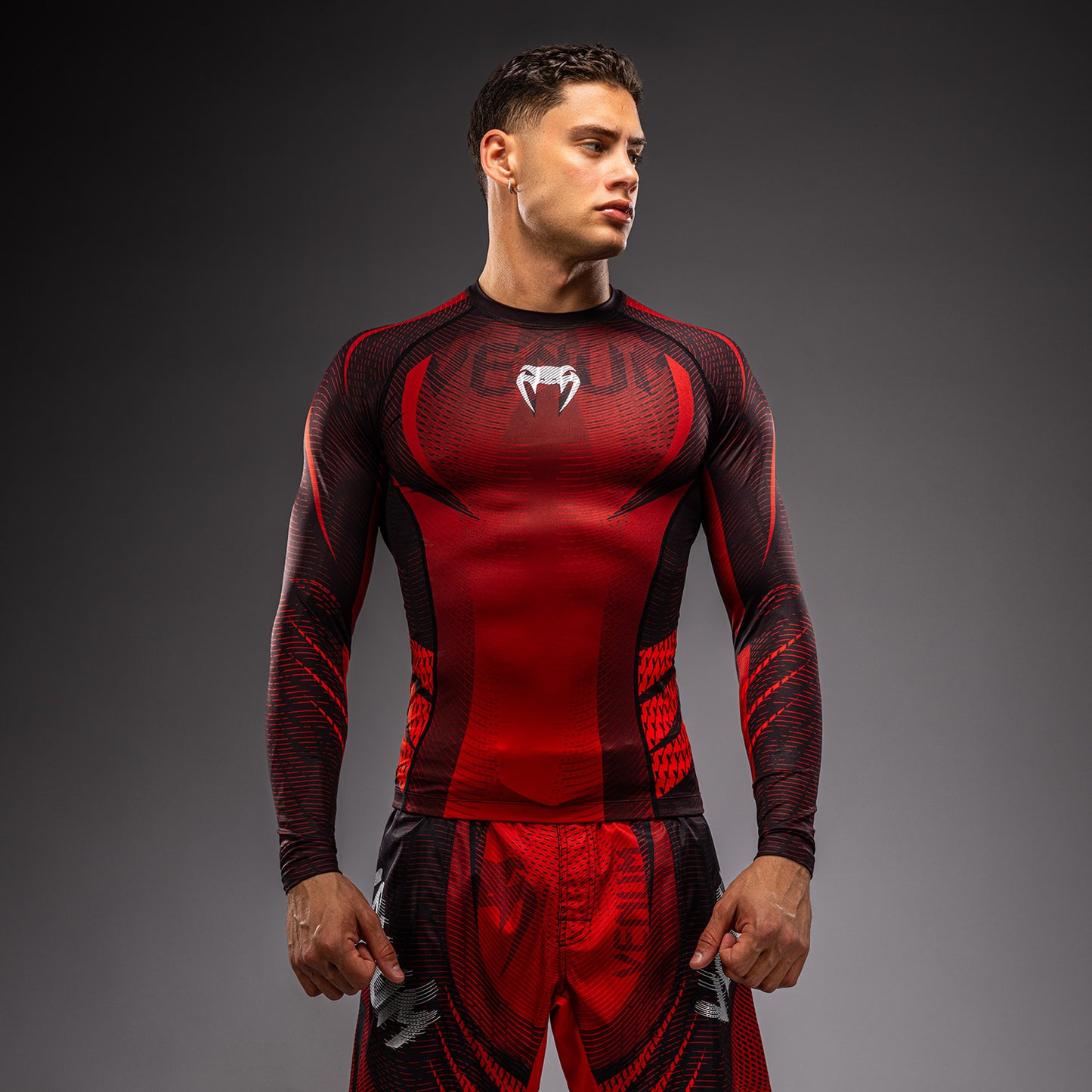 Venum Galactic 3.0 Rashguard a Maniche Lunghe - Rosso/Argento