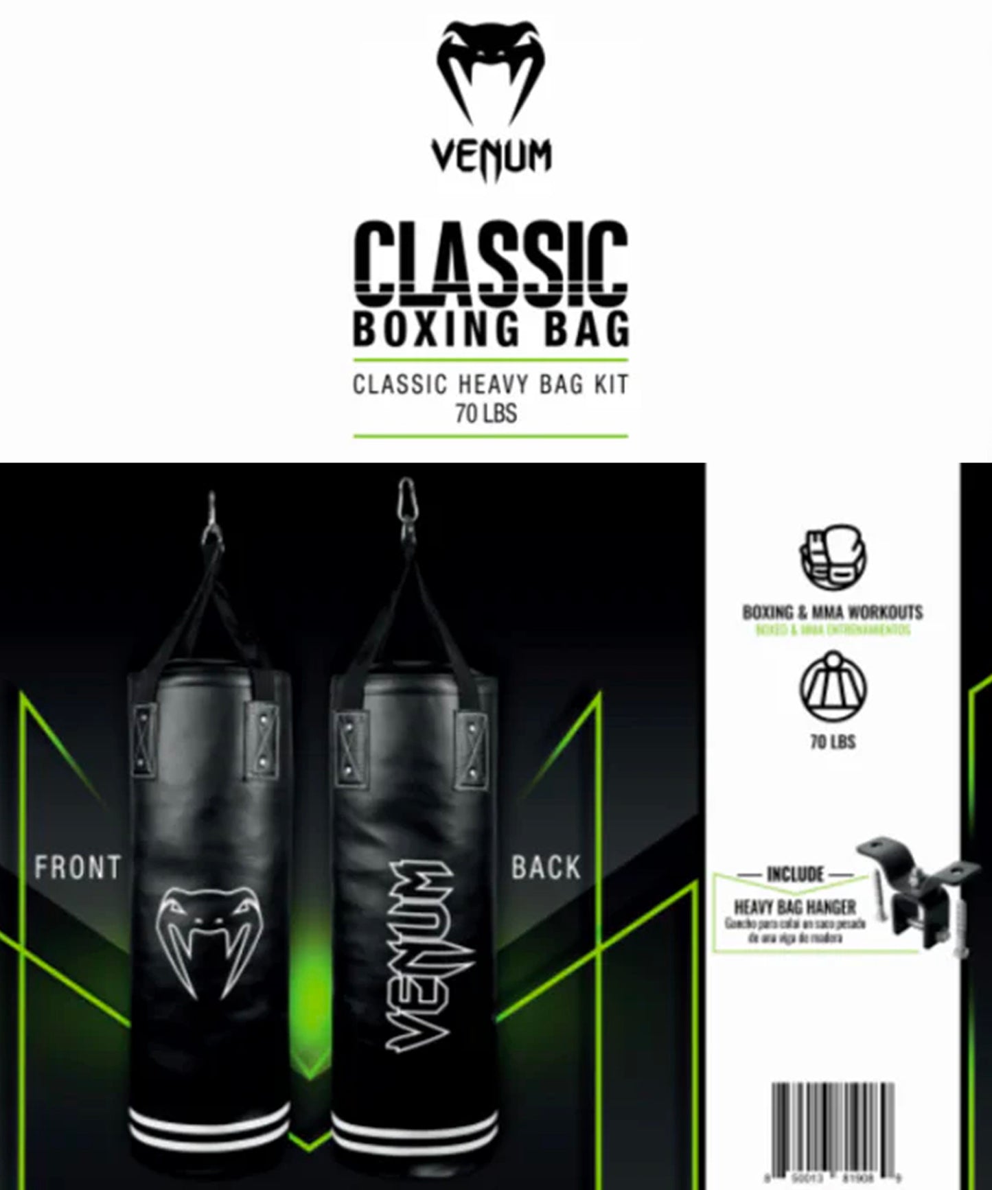 Venum Classic Kit sacco da boxe pesante - 70 libbre - Edizione WLMT