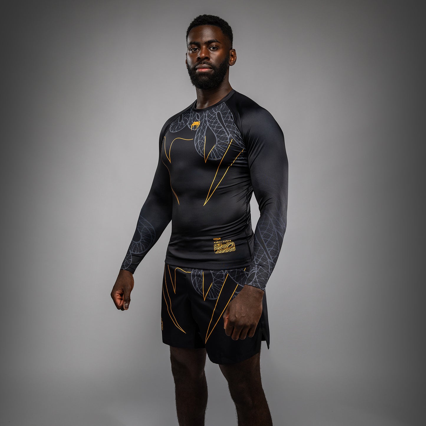 Venum Serpenti Rashguard a manica lunga – Nero/Argento/Oro
