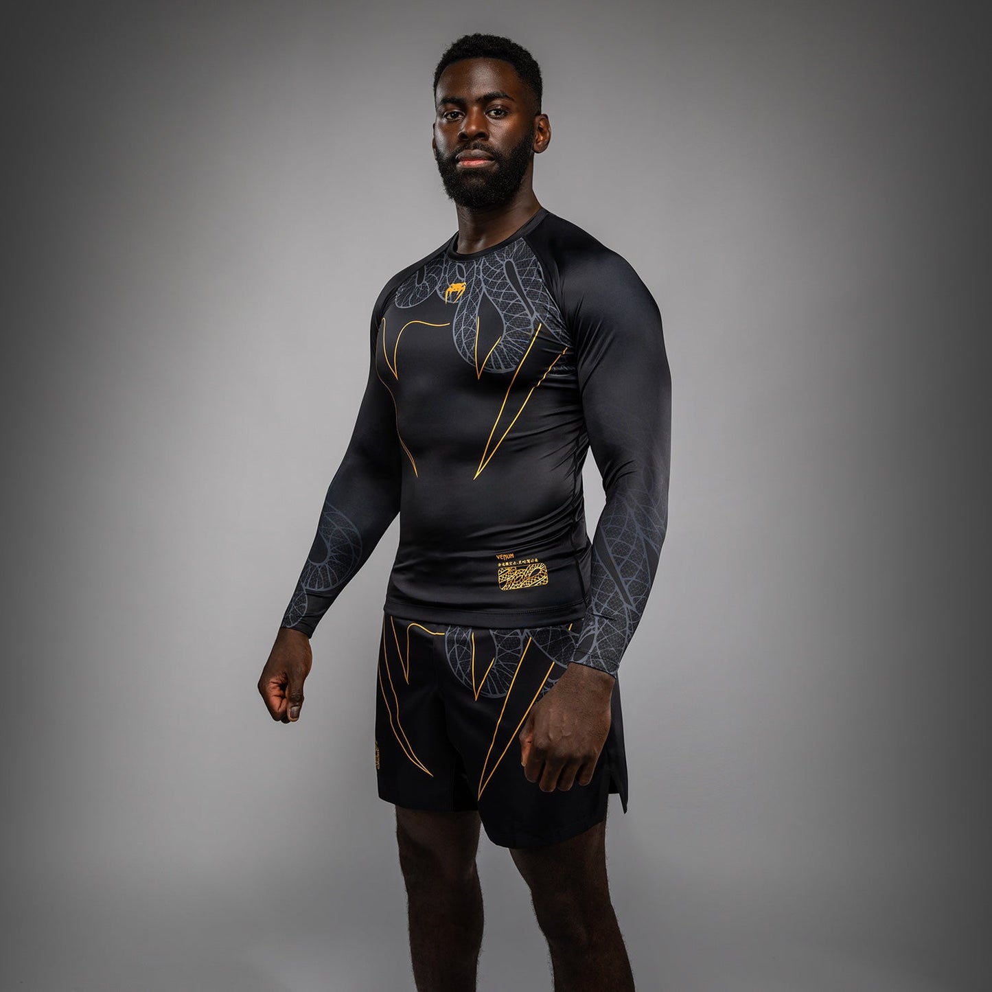 Venum Serpenti Rashguard a manica lunga – Nero/Argento/Oro