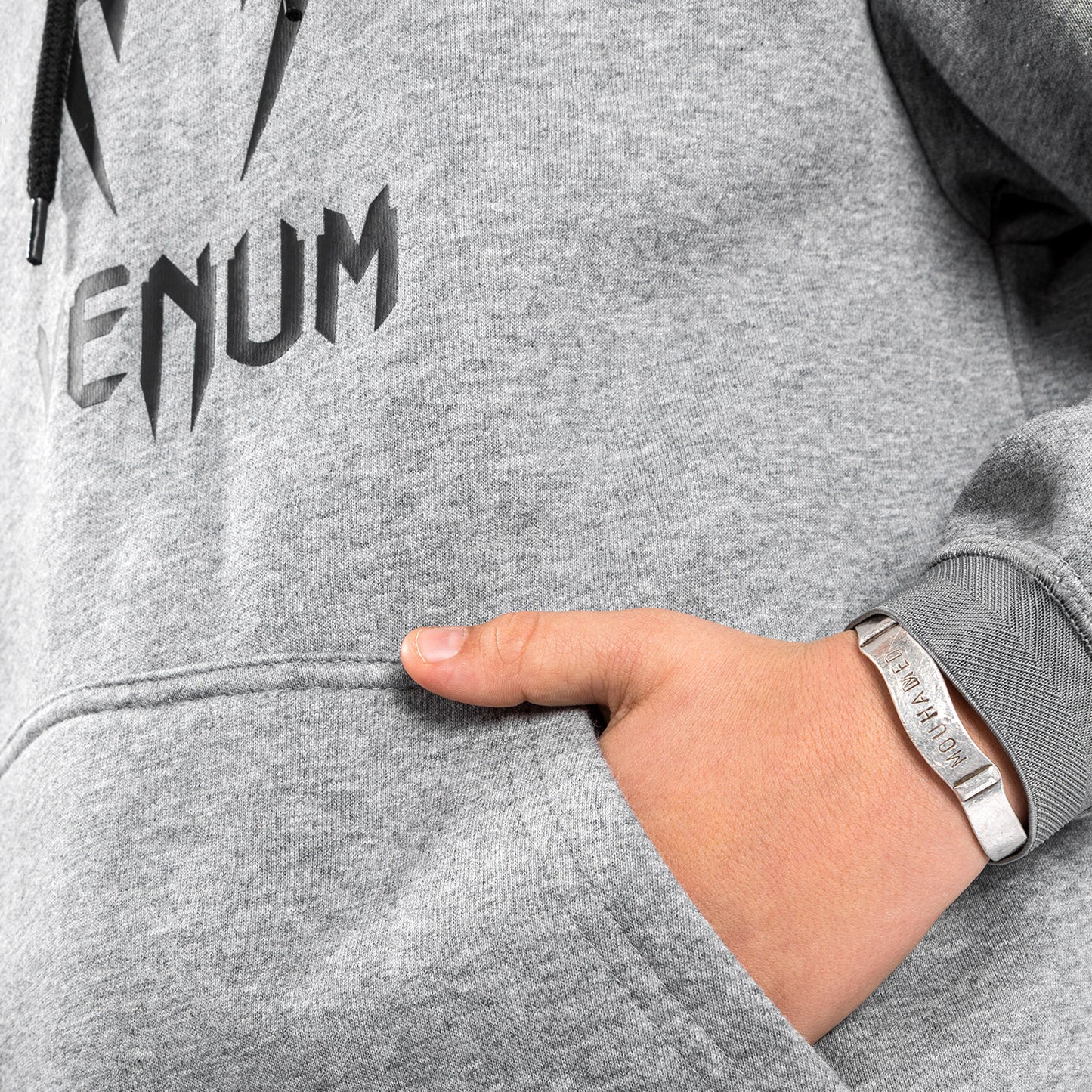 Felpa con cappuccio Venum Classic Logo - Per bambini - Grigio Mélange Chiaro