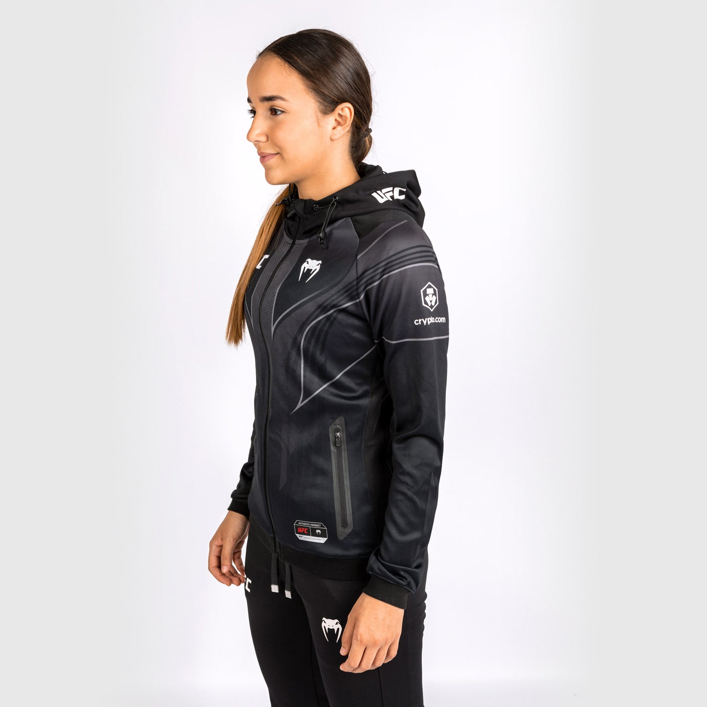Felpa con cappuccio UFC Venum personalizzata Authentic Fight Night 2.0 Donna - Nero