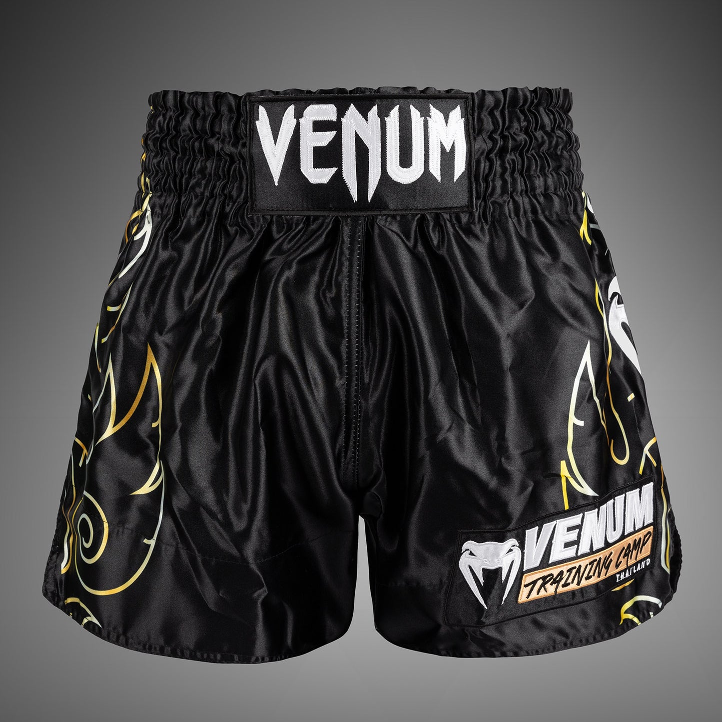 Venum VTC Flames Pantaloncini Muay Thai - Nero/Oro