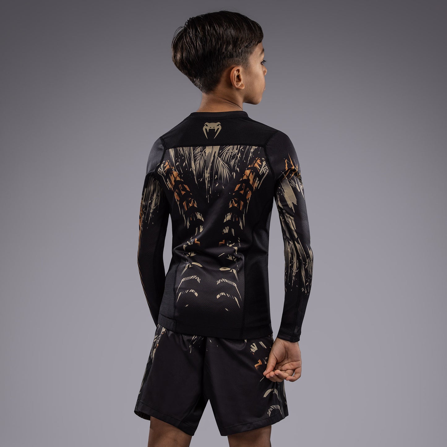 Venum Tiger Rashguard Maniche Lunghe Bambini - Nero/Arancione Neon