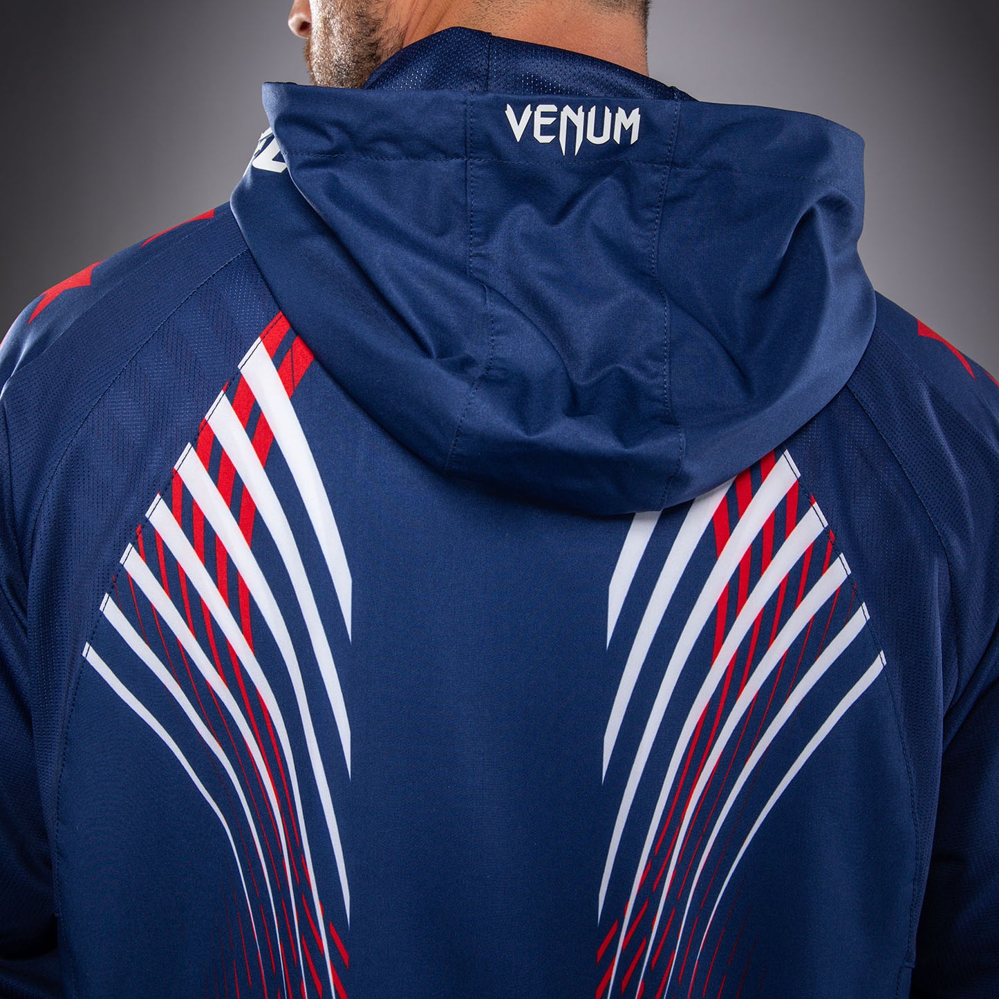 Official UFC Freedom 250 by Venum Personalizzato Authentic Fight Night Felpa con cappuccio Walkout da uomo - Blu