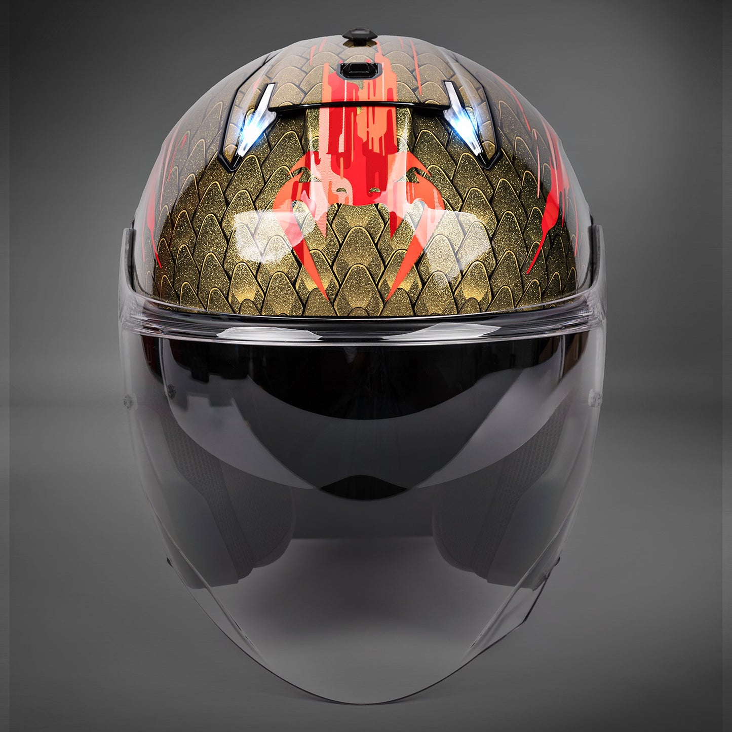 Venum x Shark Casco moto SKWAL i3 JET - Rosso/Oro