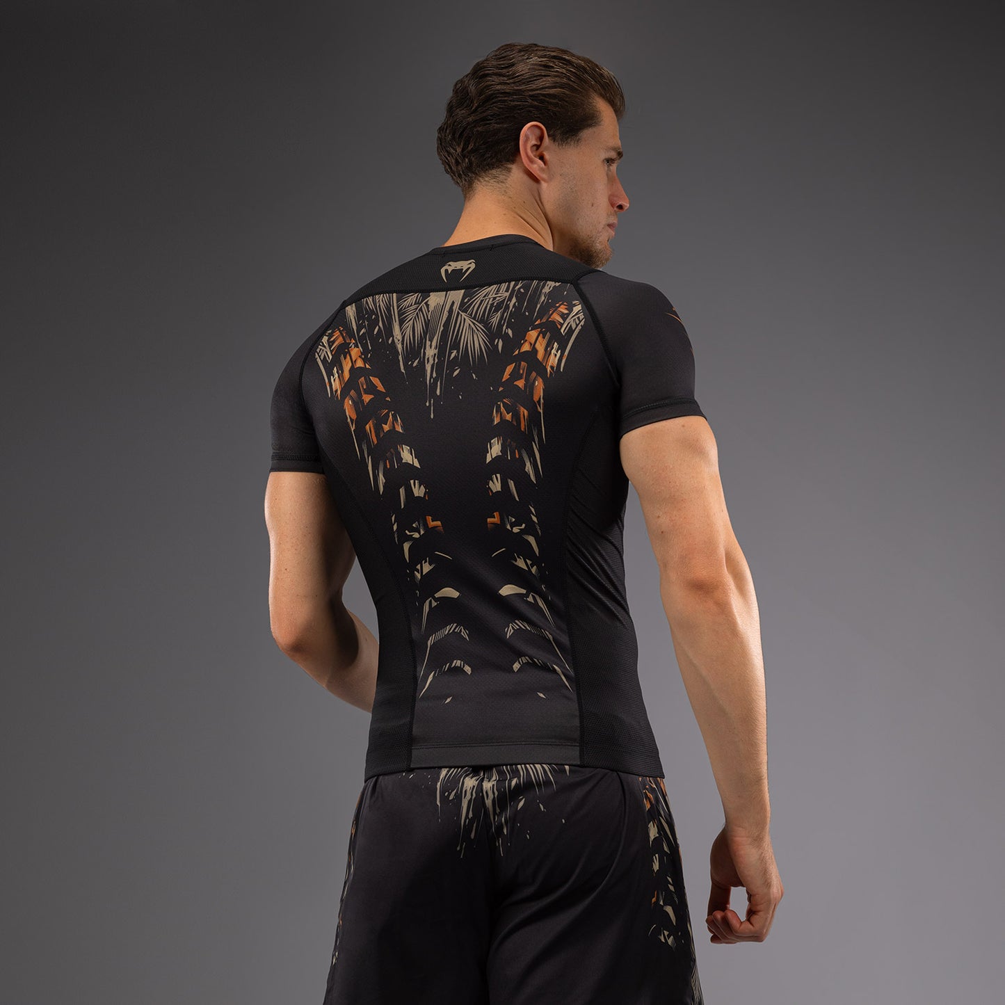Venum Tiger Rashguard a maniche Corte - Nero/Arancione Neon