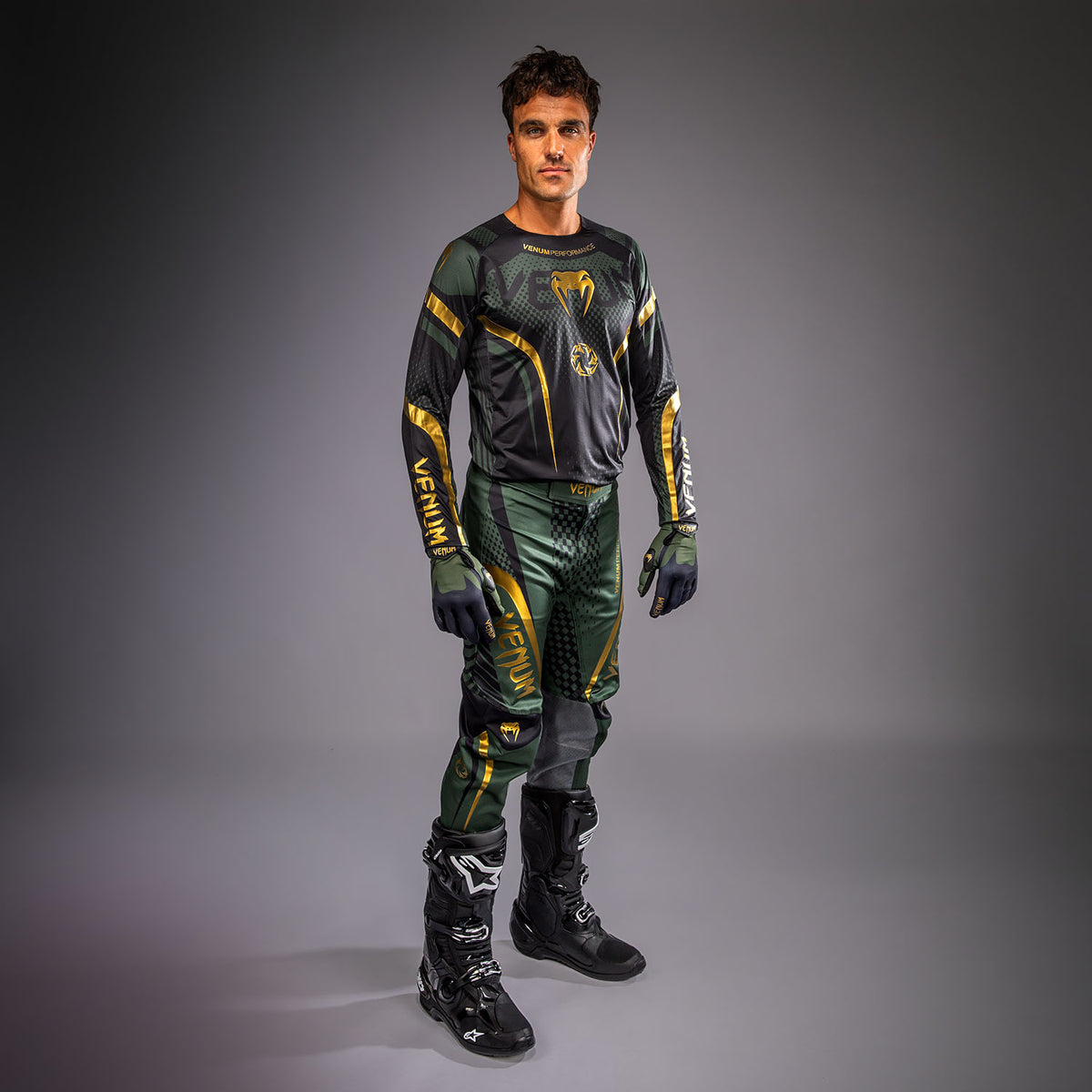 Venum MX Challenger Pantaloni da Motorsports - Nero/Verde/Oro