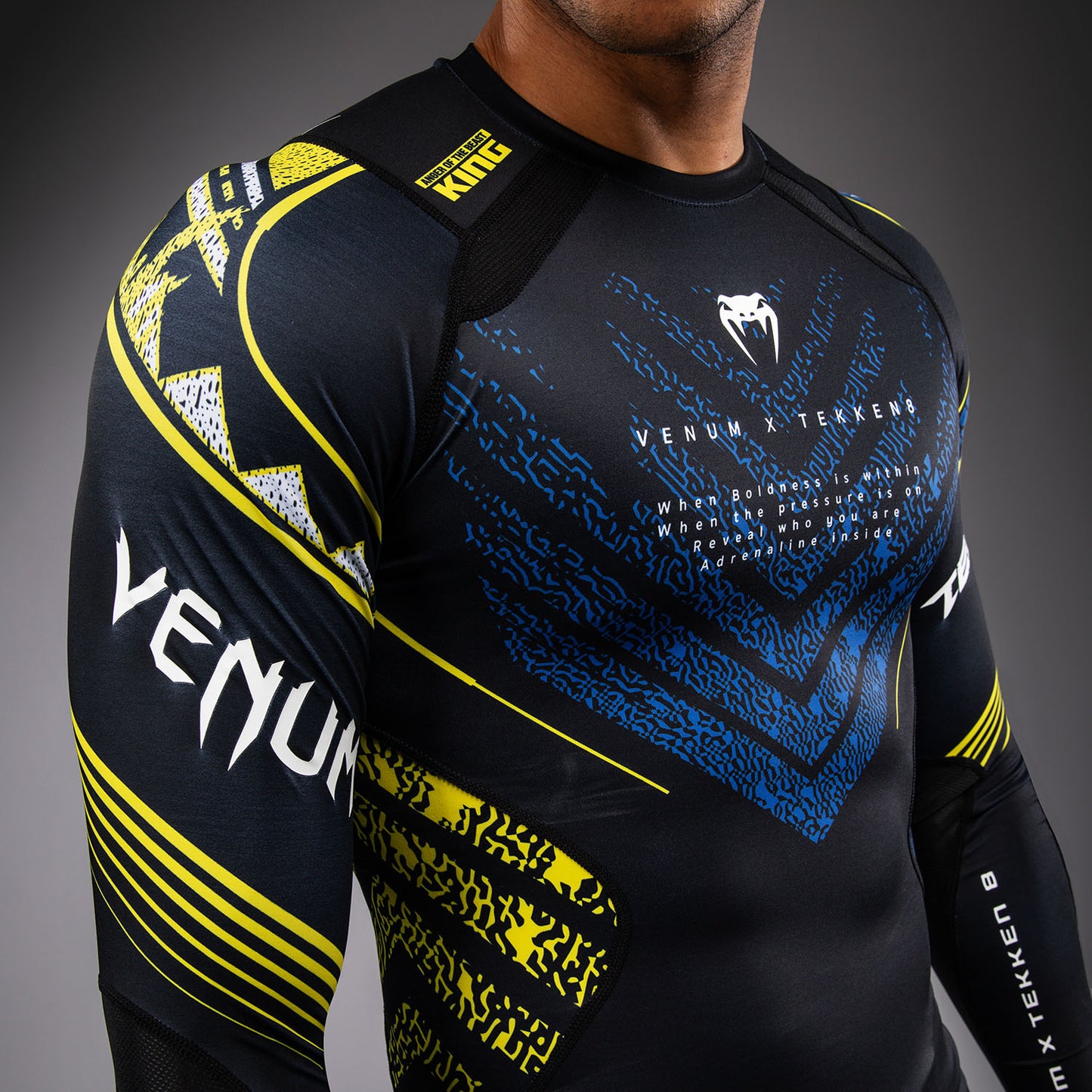 Venum x TEKKEN 8 Rashguard a Maniche Lunghe - King - Nero/Giallo