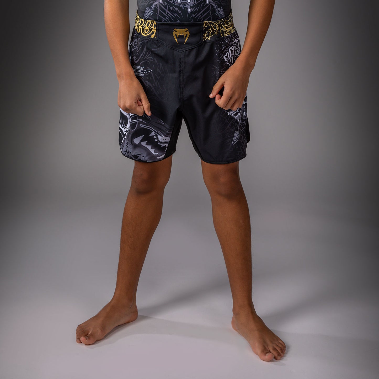 Venum Wolf Atak Pantaloncini da Combattimento Per Bambini – Nero/Grigio