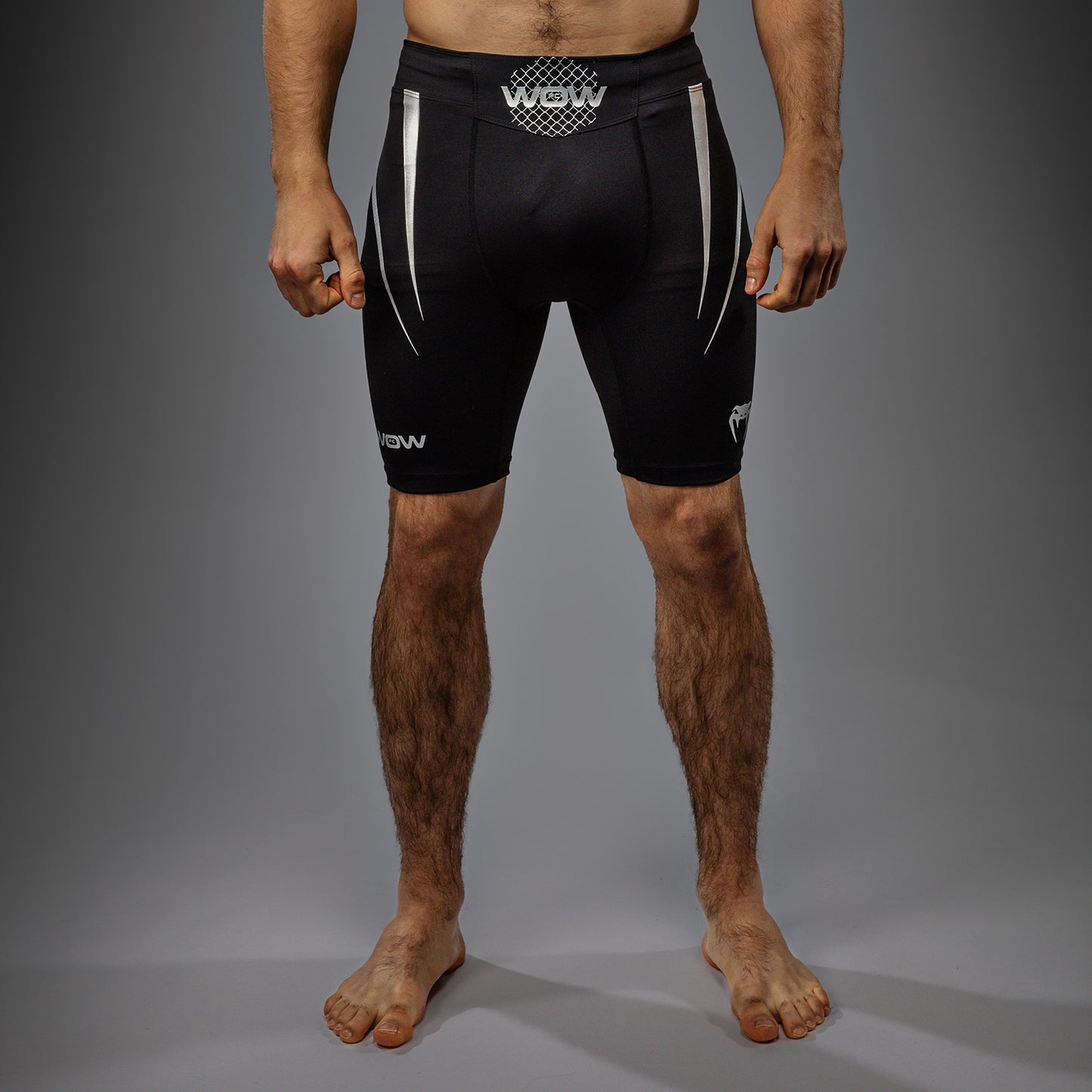 Venum x WOW FC Pantaloni Vale Tudo da Uomo - Nero/ Grigio Argento