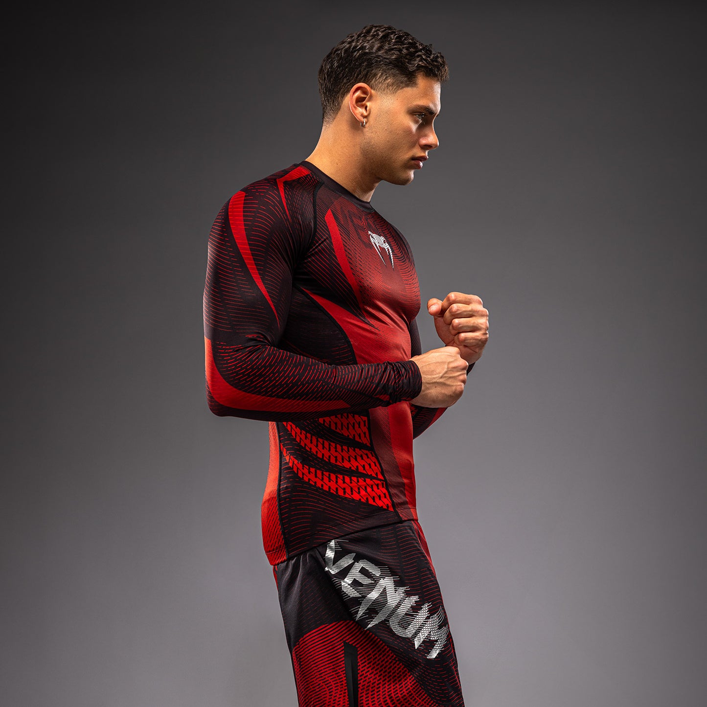 Venum Galactic 3.0 Rashguard a Maniche Lunghe - Rosso/Argento