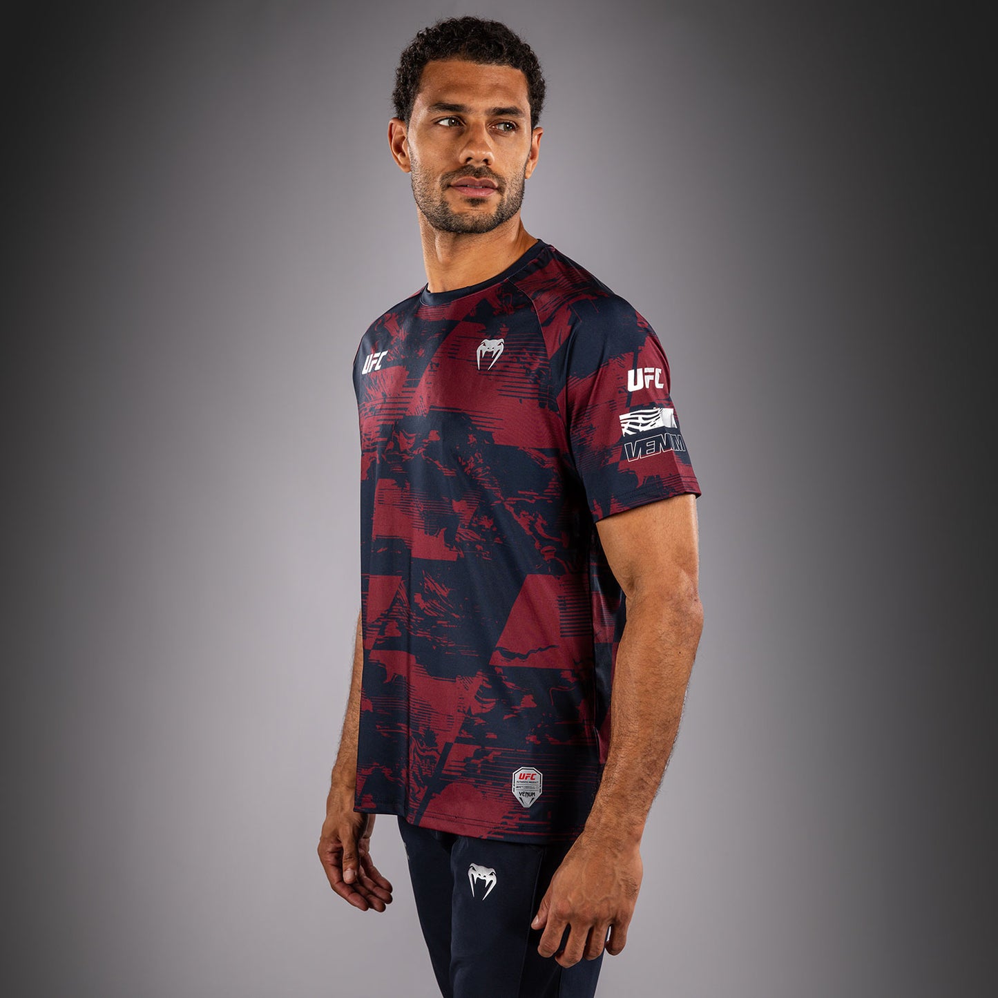 UFC Zenith by Venum Authentic Fight Week T-shirt maniche corte Performance Uomo - Blu navy/Bordeaux/Argento