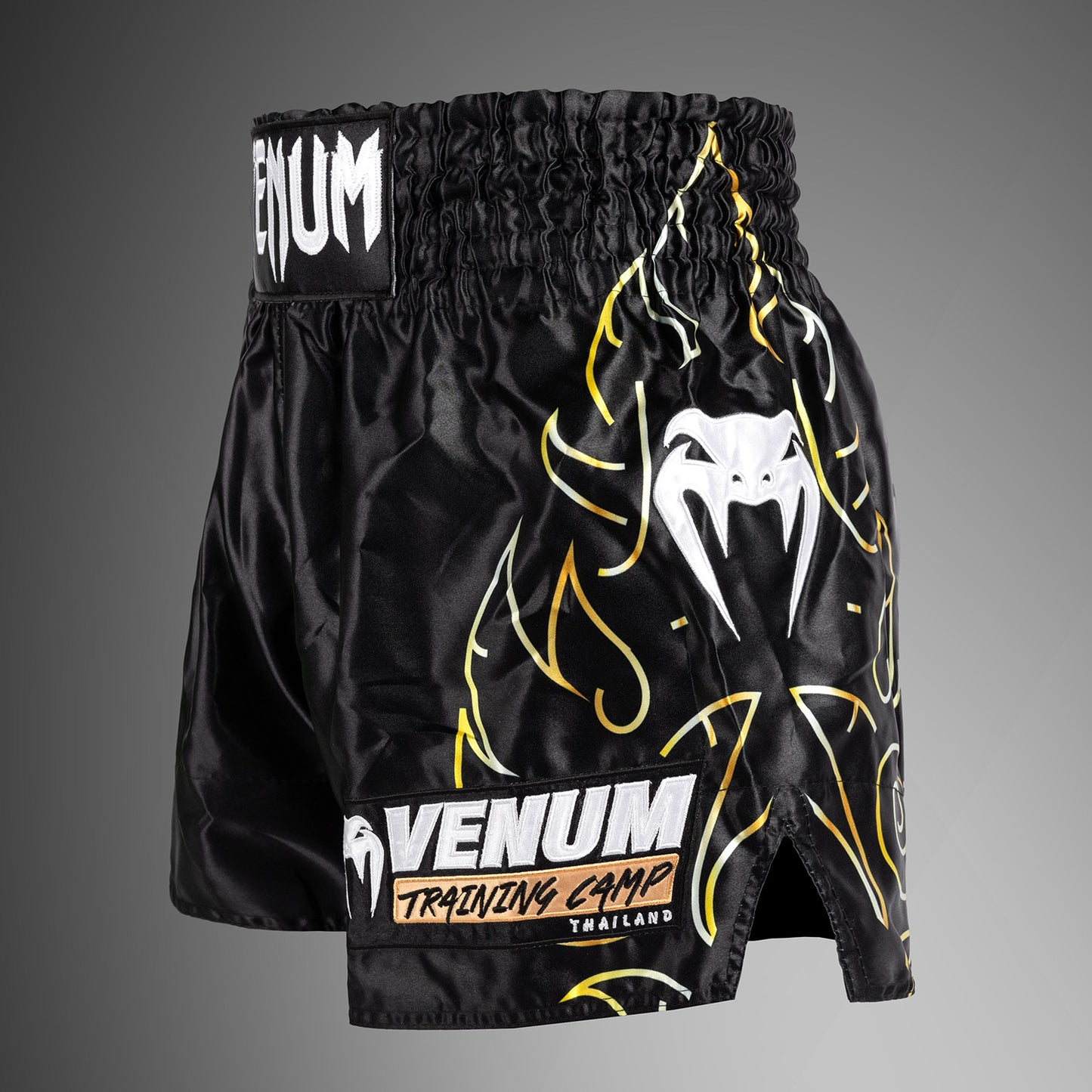 Venum VTC Flames Pantaloncini Muay Thai - Nero/Oro