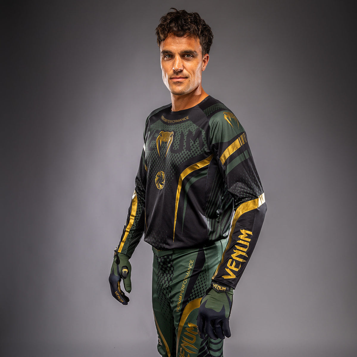 Venum MX Challenger Maglia da Motorsports - Nero/Verde/Oro