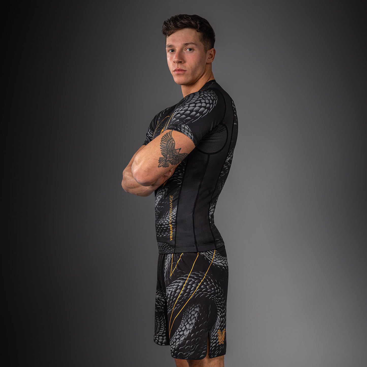 Venum Matupa Rashguard a Maniche Corte - Nero/Grigio/Oro