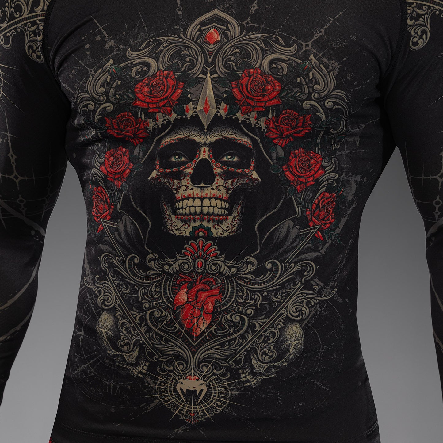 Venum Santa Muerte 5.0 Rashguard a maniche Lunghe - Nero Profondo/Oro