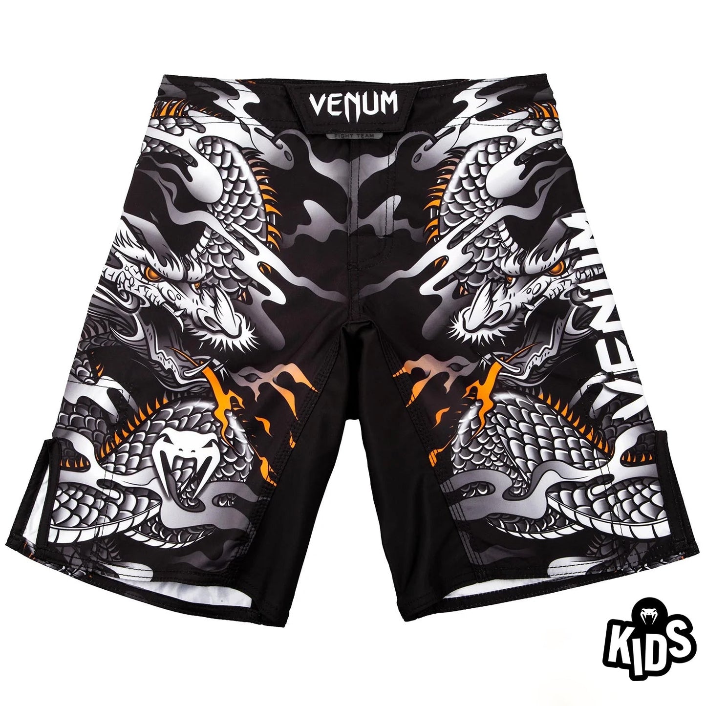 Pantaloncini da combattimento Venum Dragon's Flight Bambino - Neri/Bianchi