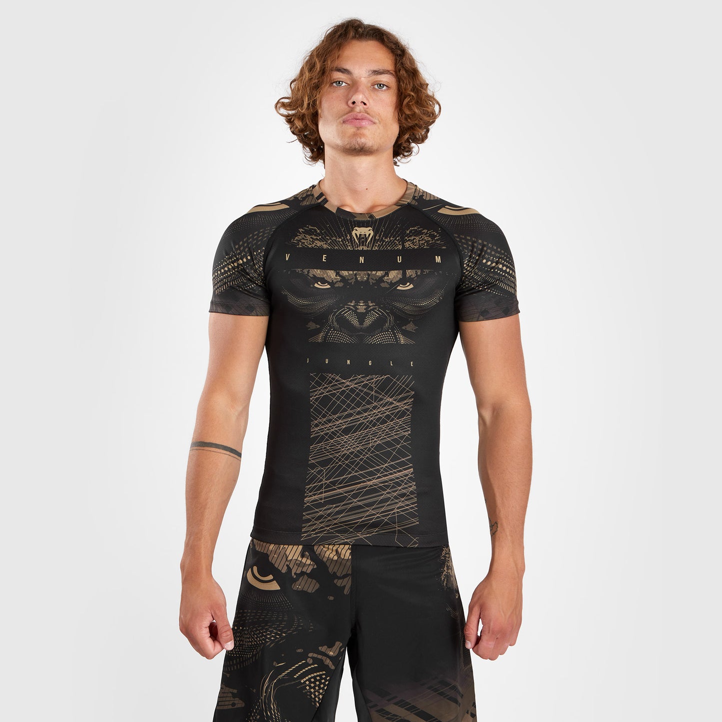 Venum Gorilla Jungle Rashguard a maniche corte -  Sabbia/Nero