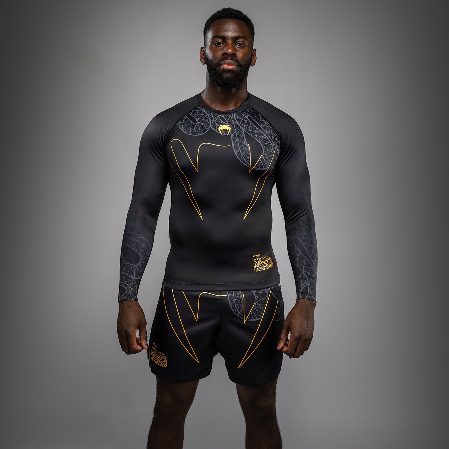 Venum Serpenti Rashguard a manica lunga – Nero/Argento/Oro
