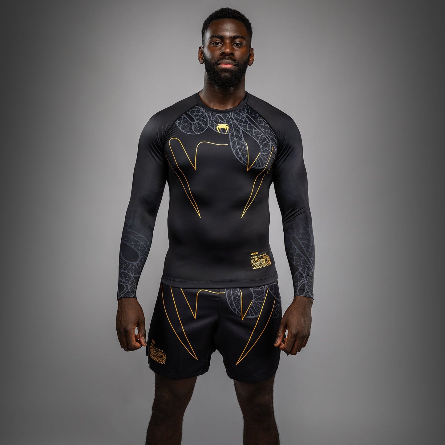 Venum Serpenti Rashguard a manica lunga – Nero/Argento/Oro