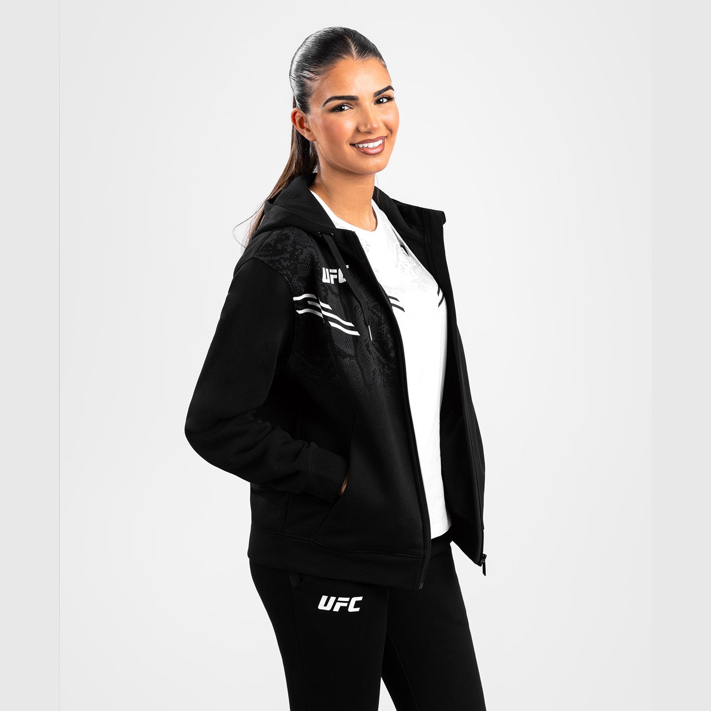 UFC Adrenaline by Venum Replica Felpa con Cappuccio e Zip da Donna - Nero