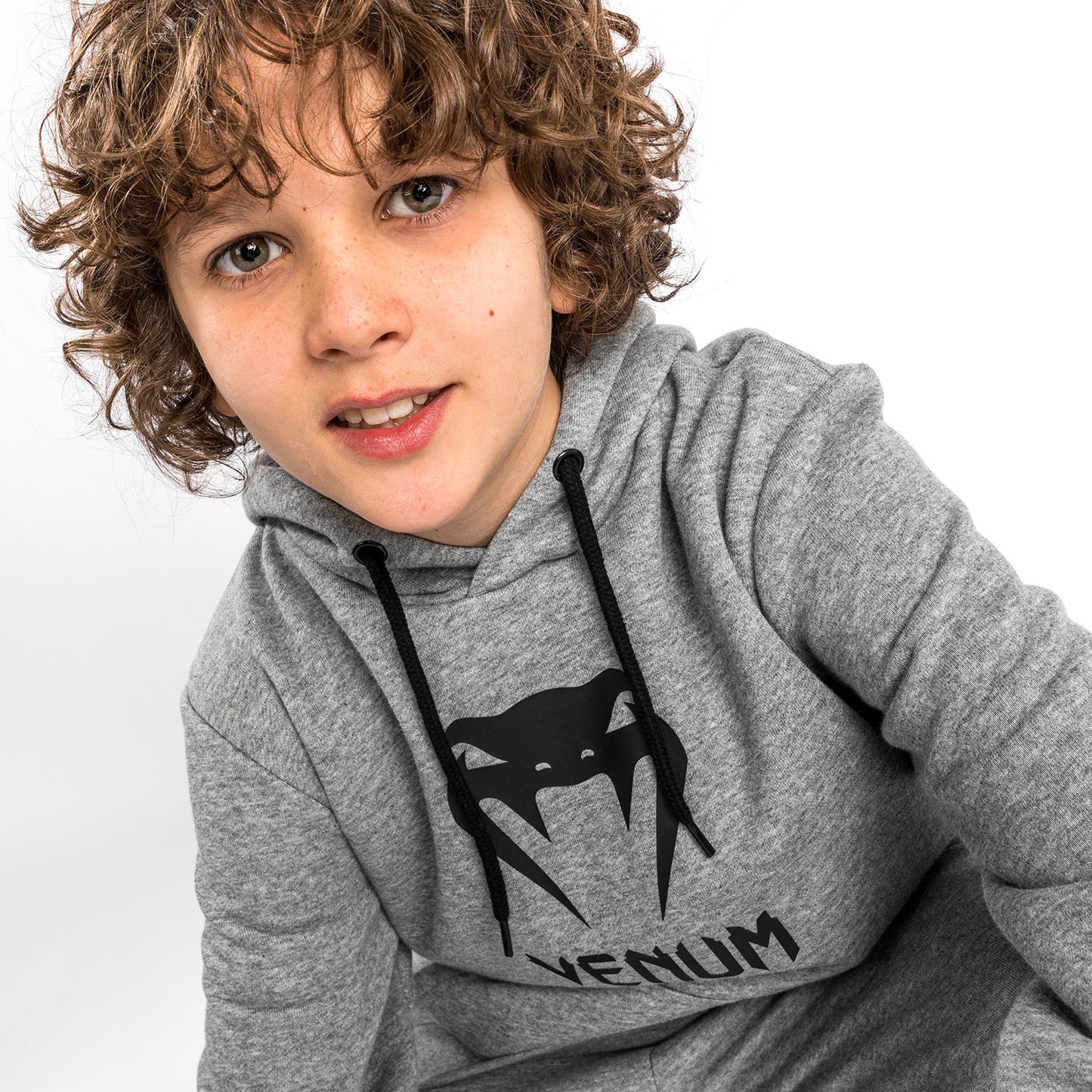 Felpa con cappuccio Venum Classic Logo - Per bambini - Grigio Mélange Chiaro