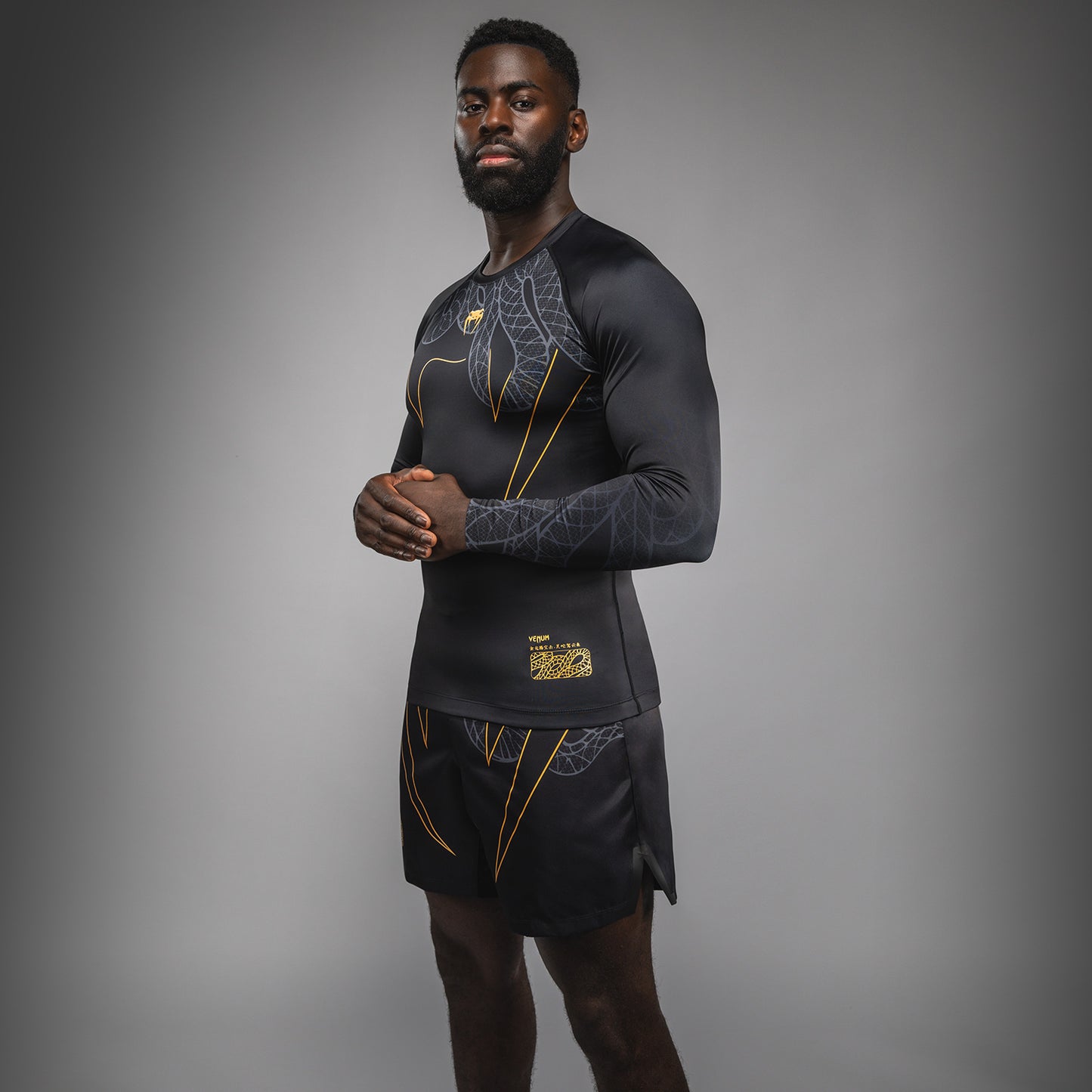 Venum Serpenti Rashguard a manica lunga – Nero/Argento/Oro